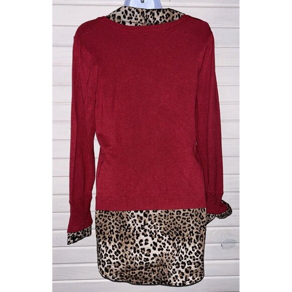 Belle By Kim Gravel Sz XXS Feather Knit Sweater & Woven Printed Combo Blouse EUC - Picture 10 of 14